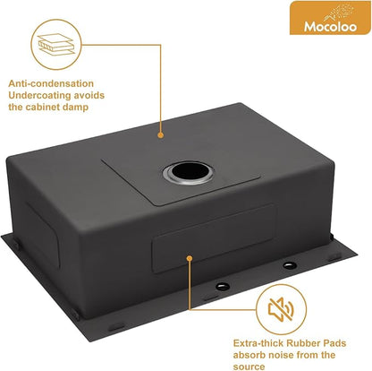 Mocoloo 30 x 22 Kitchen Sink Drop in - 30 Inch Stainless Steel Kitchen Sinks Topmount 16 Gauge Single Bowl Above Counter Handmade Sink, 10'' Deep Basin