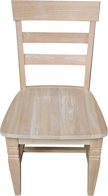 IC International Concepts Java Dining Chair Set of 2, Hardwood, Ready-to-Finish, 36.6"H with 18"H Seats, 19.7"W x 22"D, Ideal for Dining Room Furniture - Unfinished