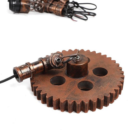 9-Light Retro Industrial Pendant Light Metal Gear Hanging Lamp Farmhouse Chandelier Pendant Lamp Fixture Adjustable Height for Restaurant Pool Table Kitchen Island Bar
