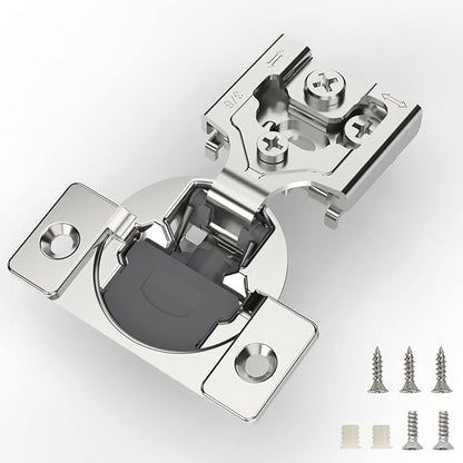 Furniware 60 Pieces 3/8 inch Overlay Soft Close Cabinet Hinges for Face Frame Cabinet, Stainless Steel, 105° Opening Angle, Concealed Self Closing Door Hinges- 3 Way Adjustment