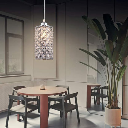 Modern Crystal Pendant Lighting Hanging Pendant Lighting Fixture Adjustable Ceiling Light for Kitchen Dining Room Bedroom Kitchen Island (Silver)