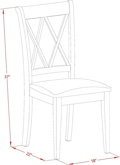 East West Furniture CLC-LWH-W Clarksville Dining Room Chairs - Double Cross Back Wood Seat Chairs, Set of 2, Linen White