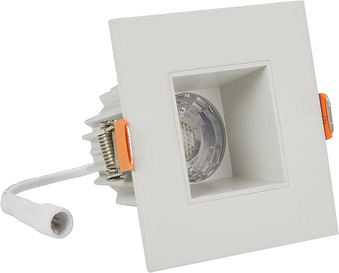 Maxxima 2 in. Ultra-Thin Recessed Anti-Glare LED Downlight - Canless IC Rated, 500 Lumens, 5 Color Temperature Selectable 2700K/3000K/3500K/4000K/5000K, Dimmable Square Stone Gray Trim, 90 CRI