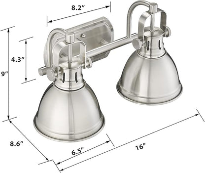 Emliviar 2-Light Vanity Lights, Modern Bathroom Light Fixture with Metal Shade, Brushed Nickel Finish, 4054-2W BN