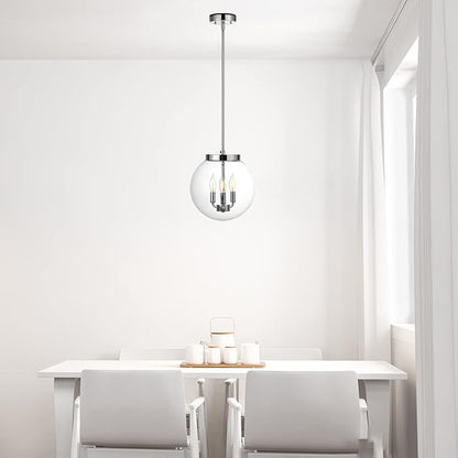 Globe Electric 60887 Sevda 3-Light Chandelier, Chrome, Clear Glass Shade, Bulb Not Included