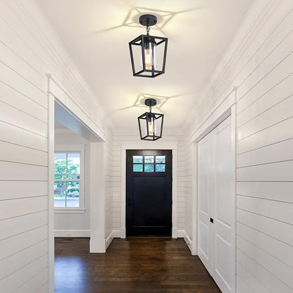 Pendant Lights Kitchen Island,Farmhouse Black Pendant Light Fixture, Lantern Hanging Light Fixture Kitchen Chandelier for Dining Room Foyer Hallway Light