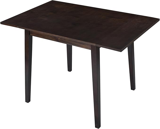 Ball & Cast 5-Piece Farmhouse Drop Leaf Folding Dining Table with Chairs, 29.57"~45.67" Extendable Table w/4pcs Backrest Dining-Chair, Foldable Kitchen Breakfast Set for 4,Space Saving,Espresso