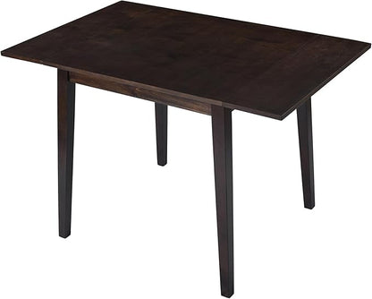 Ball & Cast 5-Piece Farmhouse Drop Leaf Folding Dining Table with Chairs, 29.57"~45.67" Extendable Table w/4pcs Backrest Dining-Chair, Foldable Kitchen Breakfast Set for 4,Space Saving,Espresso