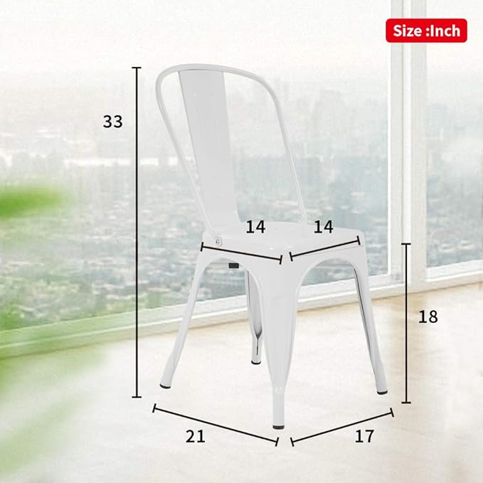 FDW Metal Dining Chairs - Set of 2 Indoor/Outdoor Chairs - 18 Inch Seat Height - 330LBS Weight Capacity