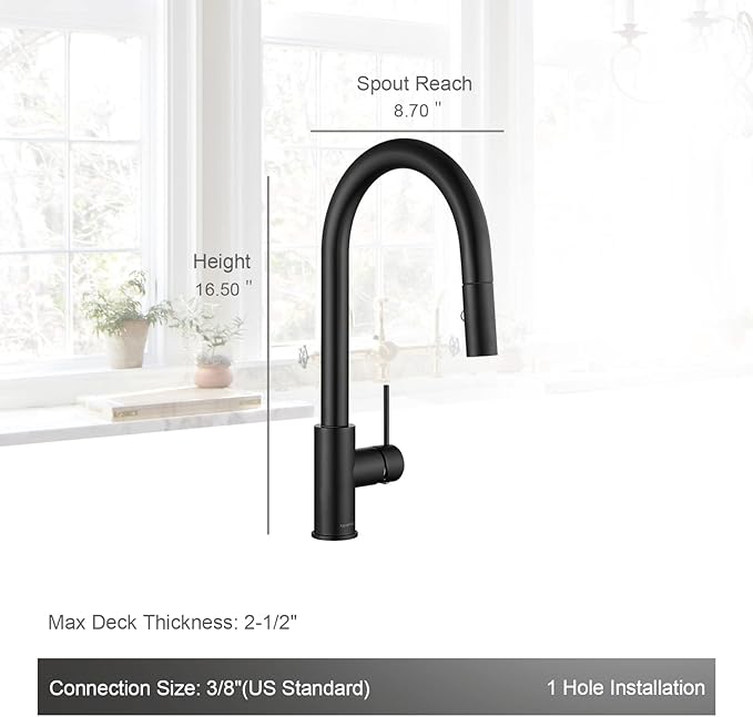 AguaStella AS60MB Matte Black Kitchen Sink Faucet with Pull Down Sprayer Single Handle