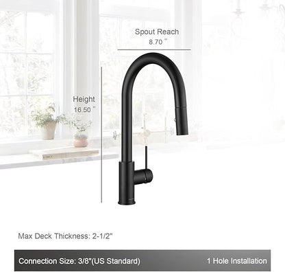 AguaStella AS60MB Matte Black Kitchen Sink Faucet with Pull Down Sprayer Single Handle