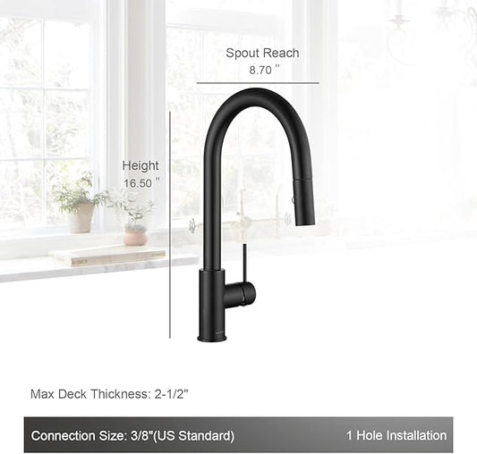 AguaStella AS60MB Matte Black Kitchen Sink Faucet with Pull Down Sprayer Single Handle