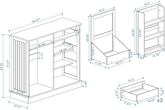 Ball & Cast Kitchen Trash Can Storage Cabinet with 2 Drawers & 1 Tilt Out Trash Cabinet & 1 Door with Storage Rack & 2 Shelves,Wooden Trash Can for Kitchen, Bathroom and Living Room