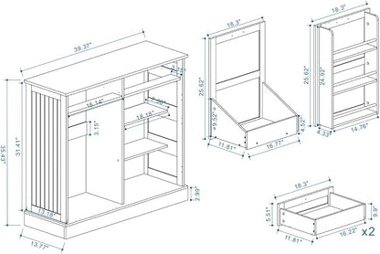 Ball & Cast Kitchen Trash Can Storage Cabinet with 2 Drawers & 1 Tilt Out Trash Cabinet & 1 Door with Storage Rack & 2 Shelves,Wooden Trash Can for Kitchen, Bathroom and Living Room