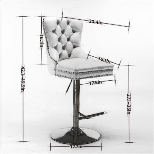 Thick Golden Swivel Velvet Barstools Adjusatble Seat Height from 27-35 Inch, Modern Upholstered Bar Stools with Backs Comfortable Tufted for Home Pub and Kitchen Island
