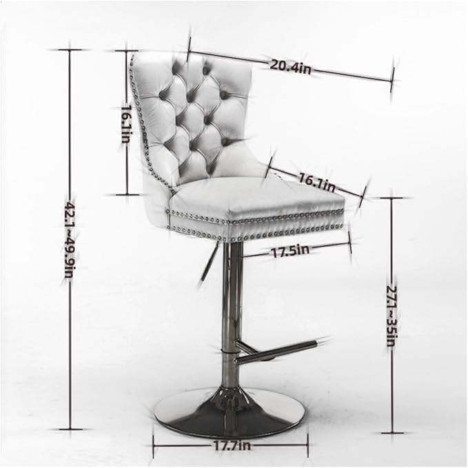 Thick Golden Swivel Velvet Barstools Adjusatble Seat Height from 27-35 Inch, Modern Upholstered Bar Stools with Backs Comfortable Tufted for Home Pub and Kitchen Island