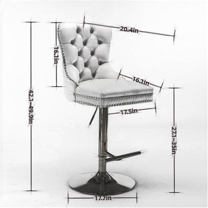 Thick Golden Swivel Velvet Barstools Adjusatble Seat Height from 27-35 Inch, Modern Upholstered Bar Stools with Backs Comfortable Tufted for Home Pub and Kitchen Island