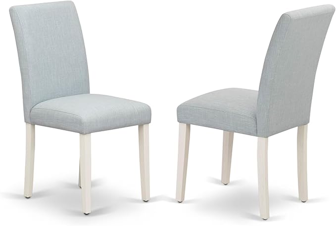 East West Furniture ABP0T15 Abbott Parson Dining Chairs - Baby Blue Linen Fabric Upholstered Chairs, Set of 2, Linen White