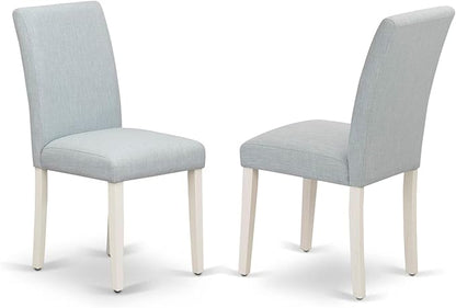 East West Furniture ABP0T15 Abbott Parson Dining Chairs - Baby Blue Linen Fabric Upholstered Chairs, Set of 2, Linen White