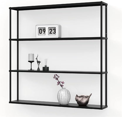 Mango Steam Wall-Mounted Steel Floating Shelving Unit for Kitchen, Storage or Display Use -36 H x 36 W x 6 D Inches- Black -