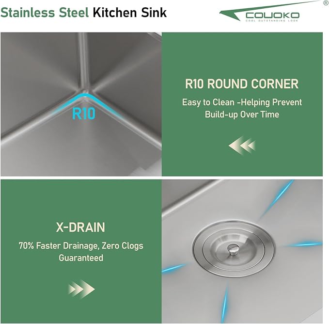 33 Inch Drop In Waterfall Kitchen Sink Workstation Smart 16 Gauge Stainless Steel Single Bowl Waterfall Sinks with Faucet Combo and Cup Washer Set