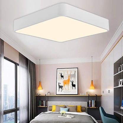 LED Ceiling Light Fixture,24 Inch Modern Square Recessed Ceiling Lights,Dimmable Light 64W Ceiling Lamp White 3000K-6000K Close to Ceiling Lighting Flush Mount Living Room Bedroom