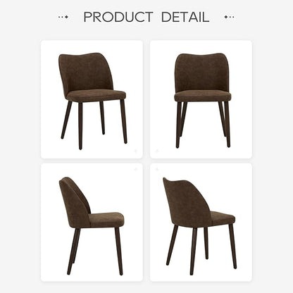 COLAMY Upholstered Dining Chairs Set of 6, Modern PU Leather Dining Room Kitchen Side Chair with Padded Seat and Wood Legs Restaurant/Cafe, Dark Brown