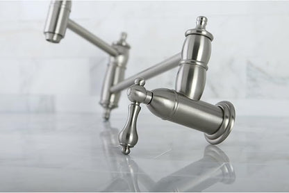 Kingston Brass KS3108AL Restoration Pot Filler, Brushed Nickel,8-1/8-Inch Spout Height