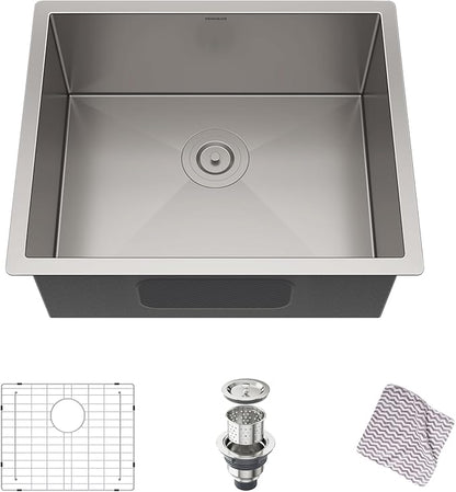 MENSARJOR 22 x 18 Inch Undermount Sink, 16 Gauge Stainless Steel, Handmade for Kitchen, Bar, or Outdoor Use