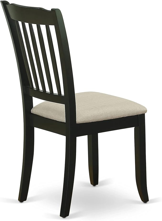 East West Furniture DAC-BLK-C Danbury Kitchen Dining Chairs - Linen Fabric Upholstered Wooden Chairs, Set of 2, Black