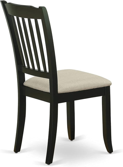 East West Furniture DAC-BLK-C Danbury Kitchen Dining Chairs - Linen Fabric Upholstered Wooden Chairs, Set of 2, Black