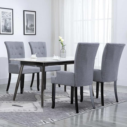 Dining Chairs with Armrests 4 pcs Light Gray Fabric Upholstered Modern Farmhouse Kitchen and Dining Room Furniture Set