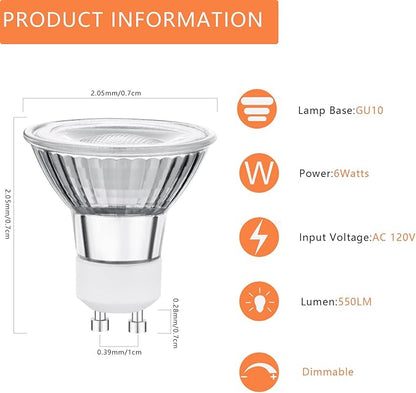 LED GU10 Range Hood Light Bulbs, LED Stove Appliance Light Bulb, Kitchen Light Replacement Halogen Light Bulb, 50W Equivalent, Warm White 3000K, 6W 550 Lm, Dimmable,Waterproof IP65 Pack of 2