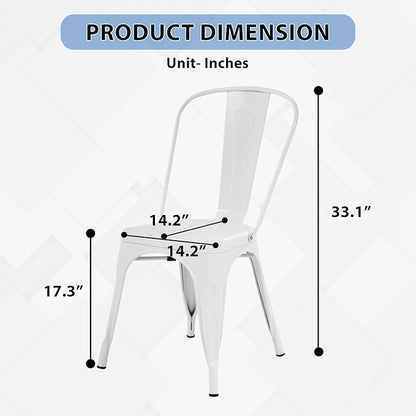 FDW Metal Dining Chairs Set of 2 Modern Patio Chair 18 Inch Indoor Outdoor Chairs Kitchen Chairs Metal Chairs Restaurant Chair Seat Height Metal Stackable Chair 330 LBS Weight Capacity