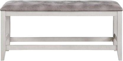 Maykoosh Counter Height Bench 54 Inch Upholstered Fabric Bench, White Kitchen Island Seating