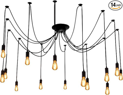 Spider Light Chandelier Spider Pendant Light Fixture Edison Chandelier 14 arms Vintage Industrial Steampunk Hanging Ceiling Multi DIY