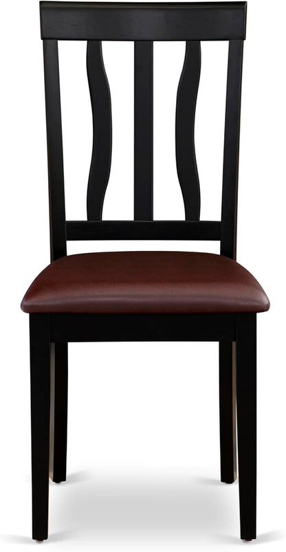 East West Furniture ANTI5-BLK-LC 5 Piece Dining Table Set for 4 Includes a Round Kitchen Table with Pedestal and 4 Faux Leather Upholstered Dinette Chairs, 36x36 Inch, Black & Cherry
