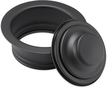 Luxier GD02-M Kitchen Sink Garbage Disposal Flange and Stopper in Matte Black