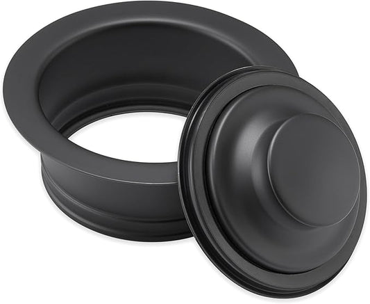 Luxier GD02-M Kitchen Sink Garbage Disposal Flange and Stopper in Matte Black