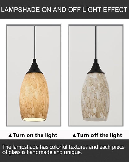 ANYLOVE Vintage Art Brown Pendant Lighting,1-Pack Hand Glass Hanging Light Fixture,Adjustable Cord for Kitchen,Hallway,Dining Room