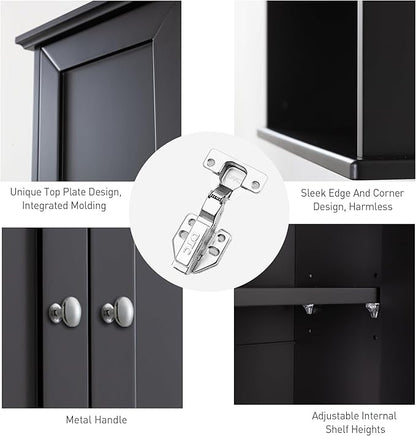 VANIRROR Black Wall Cabinet 24x30 Inch Wooden Over The Toilet Storage Cabinets with 2 Doors, Above Toilet Storage Medicine Cabinets for Bathroom Laundry Room Bedroom Kitchen