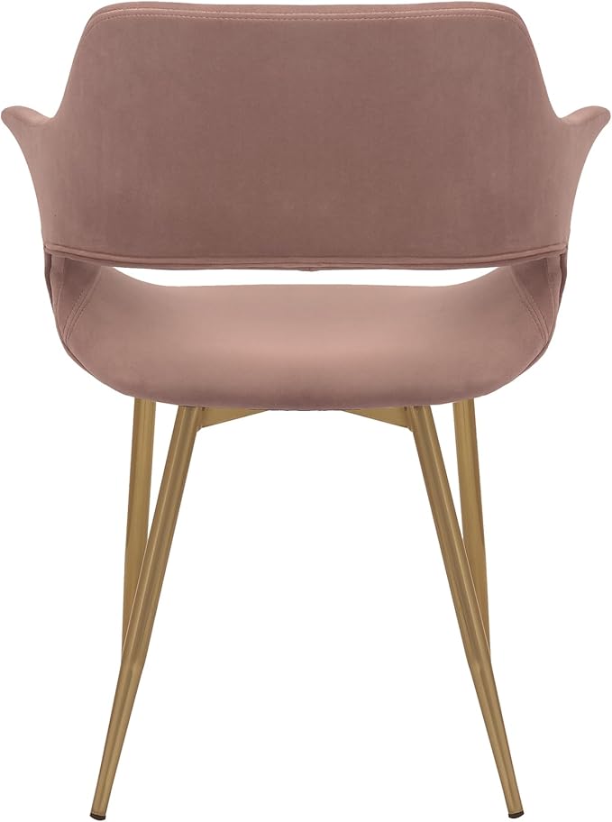 Armen Living Gigi Pink Velvet Dining Room Chair with Gold Metal Legs - Set of 2