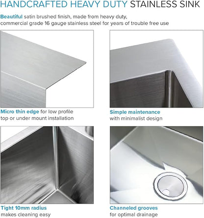 Transolid LSA3-252212-BS 25-in x 22-in Dual-Mount Laundry/Utility Sink Kit in Brushed Stainless