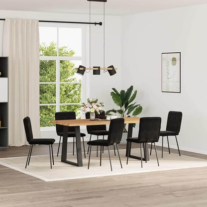 6-Piece Black Velvet Dining Chairs Set with Metal Wood Frame, Modern Accent Chairs for Kitchen Living Room Vanity Comfortable Seating Furniture