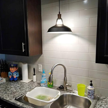 CLAXY Industrial Plug-in Barn Pendant Lighting Black Farmhouse Pendant Light with On/Off Switch 197 Inches Cord