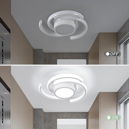 ADISUN LED Modern Ceiling Light,6000K Semi Flush Mount Ceiling Light Fixture,Unique White Ceiling Lights Fixtures for Living Room Bedroom Corridor Aisle Hallway Indoor Ceiling Lamp, 2 Pack