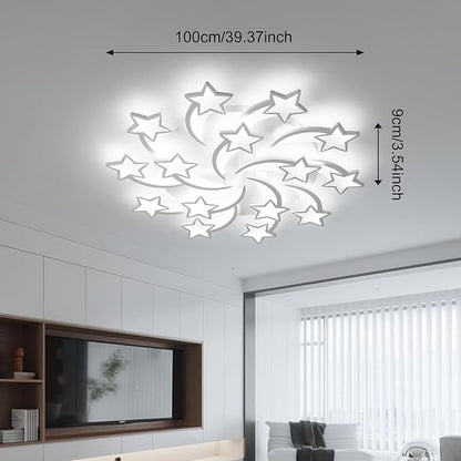 JAYMP Star Shaped Ceiling Light Dimmable Modern Ceiling Lamp Remote Control LED Lighting Fixture for Bedroom Living Room Dining Room (White/15 Stars)
