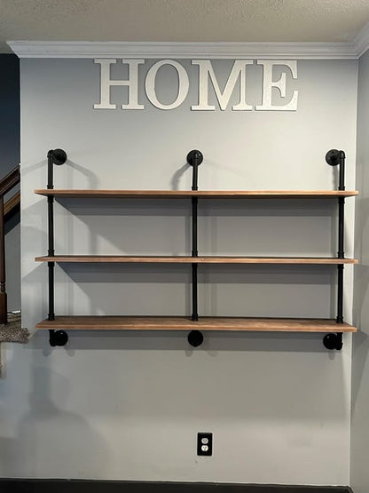 HDDFER Floating Shelves for Wall Bookshelf Industrial Pipe Shelving Shelves Natural Wood Planks 60 inch Rustic Wall Shelves Hanging Bookshelves Farmhouse Kitchen Shelving