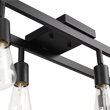 Globe Electric 59811 6-Light Adjustable Track Lighting, Matte Black Industrial Farmhouse Rectangular Frame, Pivoting Heads, E26 Base, Dimmable Ceiling Track Fixture
