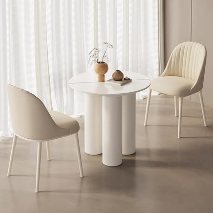 Guyii 29.92" Cream White Dining Table, Modern Round Kitchen Table, Small Indoor End Table for Kitchen, Bar, Living Room, Small Space, Easy Assembly, Table Only